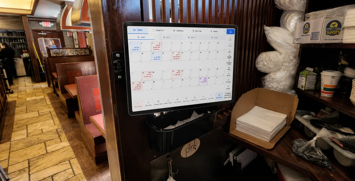 A price check station mounted in a store